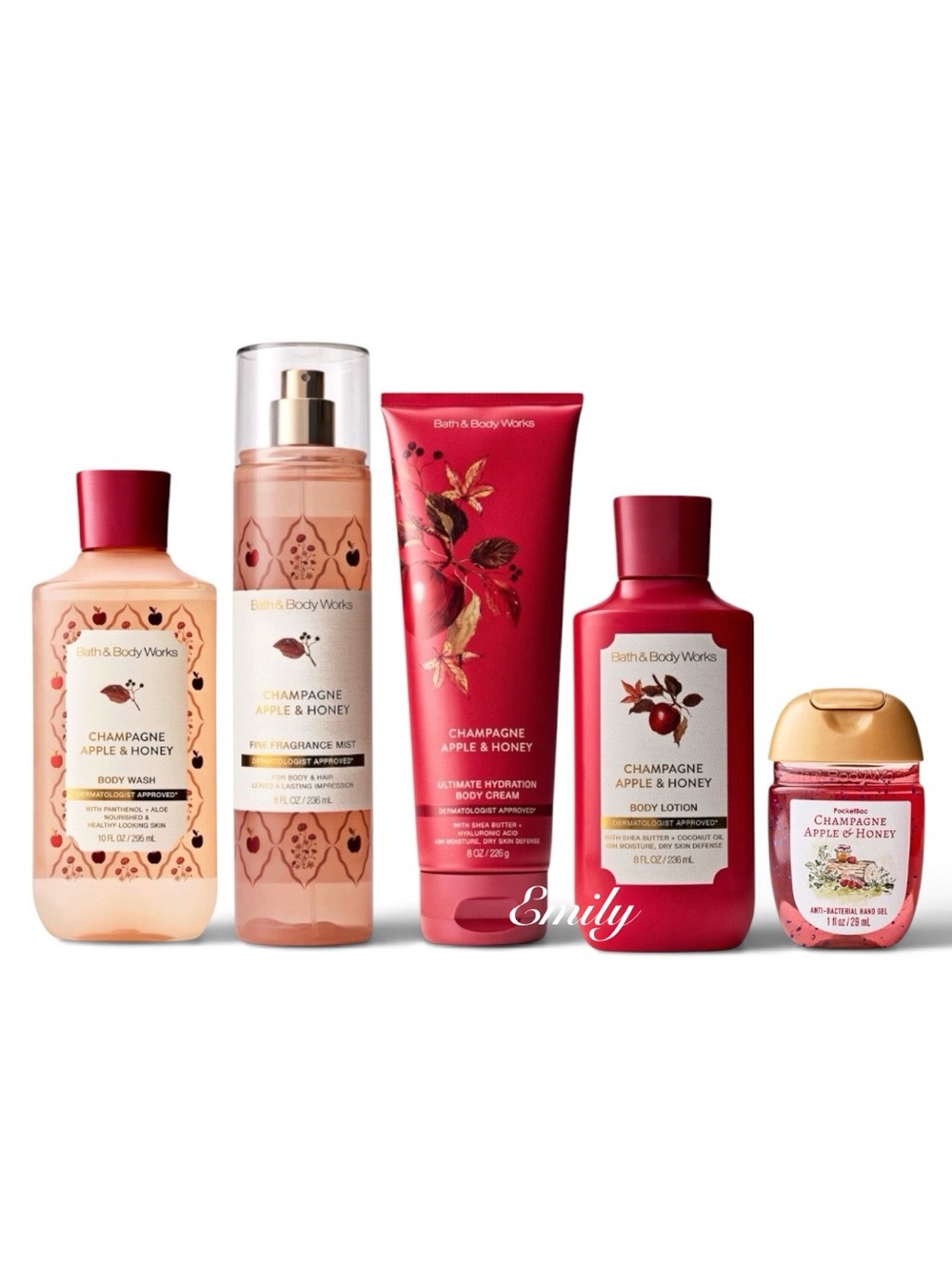 NEW! 5-Pc Bath & Body Works CHAMPAGNE APPLE & HONEY Body Care Bundle Set